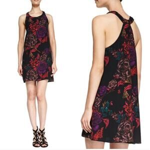 NEW! Alice + Olivia Liz Black Floral Back Twist Shift Dress M